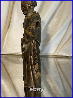 Antique Hand Carved Religious Spanish Wooden Santos Saint 11 St. Francis Statue