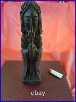 Antique Hand Carved Religious Wood Statue