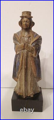 Antique Hand Carved Religious Wooden Statue