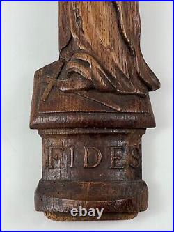 Antique Hand Carved Wood Religious Icon Figure Fides