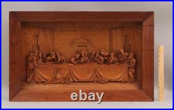 Antique Hand Carved Wood Wall Sculpture Religious Catholic DaVinci's Last Supper Antique Hand Carved Wood Wall Sculpture Religious Catholic DaVinci's Last Supper