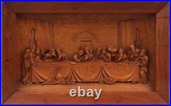 Antique Hand Carved Wood Wall Sculpture Religious Catholic DaVinci's Last Supper Antique Hand Carved Wood Wall Sculpture Religious Catholic DaVinci's Last Supper