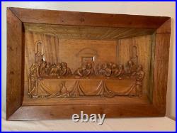 Antique Hand Carved Wood Wall Sculpture Religious Catholic DaVinci's Last Supper Antique Hand Carved Wood Wall Sculpture Religious Catholic DaVinci's Last Supper
