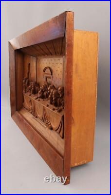 Antique Hand Carved Wood Wall Sculpture Religious Catholic DaVinci's Last Supper Antique Hand Carved Wood Wall Sculpture Religious Catholic DaVinci's Last Supper