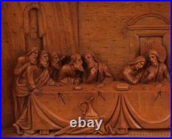 Antique Hand Carved Wood Wall Sculpture Religious Catholic DaVinci's Last Supper Antique Hand Carved Wood Wall Sculpture Religious Catholic DaVinci's Last Supper