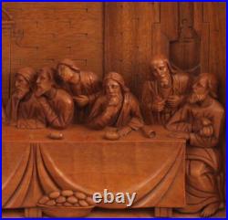 Antique Hand Carved Wood Wall Sculpture Religious Catholic DaVinci's Last Supper Antique Hand Carved Wood Wall Sculpture Religious Catholic DaVinci's Last Supper