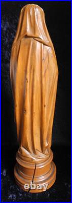 Antique Hand-carved Wooden Praying Virgin Mary Madonna Statue On Detachable Base