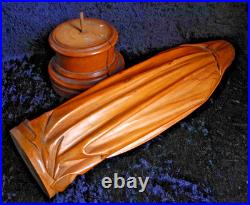 Antique Hand-carved Wooden Praying Virgin Mary Madonna Statue On Detachable Base