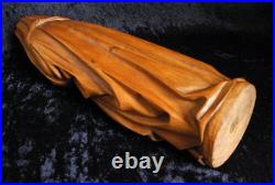 Antique Hand-carved Wooden Praying Virgin Mary Madonna Statue On Detachable Base