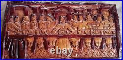 Antique Handcarved The Last Supper Wood Plaque Religious /Art/Ancient Estate