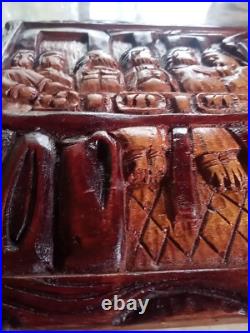 Antique Handcarved The Last Supper Wood Plaque Religious /Art/Ancient Estate