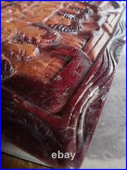 Antique Handcarved The Last Supper Wood Plaque Religious /Art/Ancient Estate