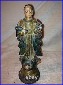 Antique Handcarved Wood Polychrome Phillipine Religious Santo Santos Madonna