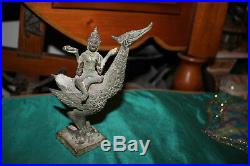 Antique Hinduism Buddhist Bronze Religious Statue-God Riding Bird-Spiritual-Larg