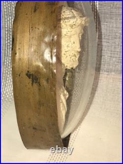 Antique Holy Christ Religious Shrine Domed Glass Oval Frame Unique c1800-1900's