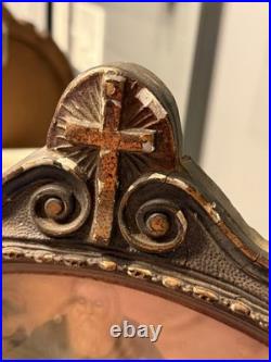 Antique Holy Family Chromolithography in Ornate Religious Frame Need Restoration