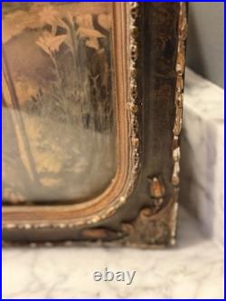 Antique Holy Family Chromolithography in Ornate Religious Frame Need Restoration