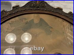 Antique Holy Family Chromolithography in Ornate Religious Frame Need Restoration