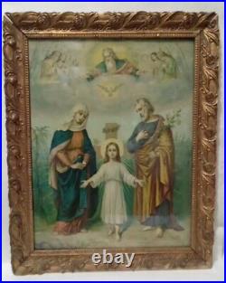 Antique Holy Family Holy Trinity Fridalin Leiber 1800 Chromolithograph