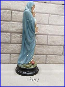 Antique Holy art Virgin Mary and Baby Jesus Statue Hand Made Religious Porcelain