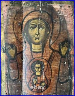 Antique Icon Mother of God Oranta Sign Religious Art 9.5 x 5.9 Original Letter