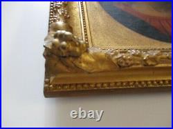 Antique Icon Oil Painting & Ornate Frame Religious 19th Century Old Master Art