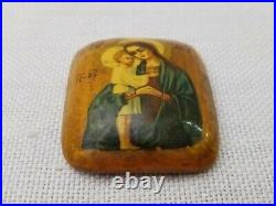 Antique Icon Travel Jesus Mary Christian Cross Orthodox Painted Religious 20th