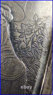 Antique Icon of Madonna and Child-Hand-Etched Religious Art in Ornate 800 Silver