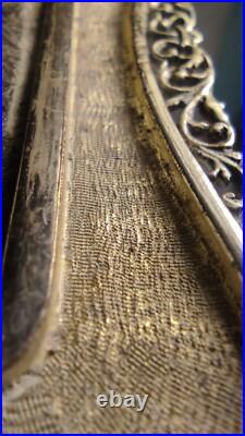 Antique Icon of Madonna and Child-Hand-Etched Religious Art in Ornate 800 Silver
