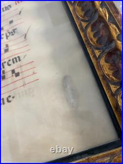 Antique Illuminated Gregorian Chant Manuscript on Vellum Framed Medieval Choir