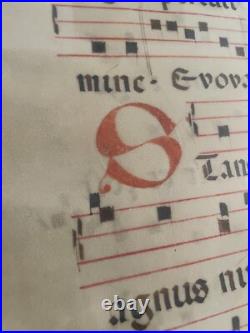 Antique Illuminated Gregorian Chant Manuscript on Vellum Framed Medieval Choir