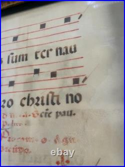 Antique Illuminated Gregorian Chant Manuscript on Vellum Framed Medieval Choir