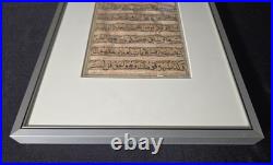 Antique Illuminated Quran Manuscript Leaf Persian Interlinear Gold Framed Koran