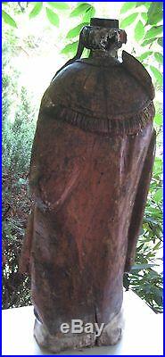 Antique Impressive X-large Early Carved Wood Religious Sculpture Saint Santo