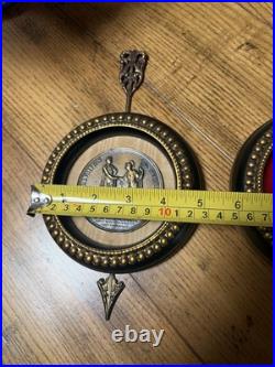 Antique Incolvmitas Pvblica Italian Lrg Bronze Medal Set Of 2,3 D Frames Pair