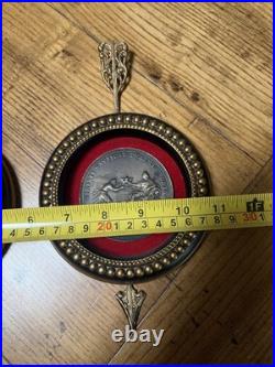 Antique Incolvmitas Pvblica Italian Lrg Bronze Medal Set Of 2,3 D Frames Pair