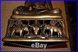 Antique India Hinduism Brass Bronze Religious God Prayer Statue-Elephants-Large