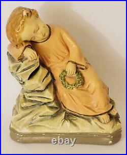 Antique Infant Child Jesus Holding Crown Chalkware Statue Religious