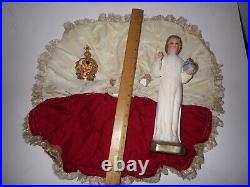 Antique Infant Of Prague 12 Jesus Statue Crown & Robes Catholic Religious