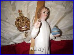 Antique Infant Of Prague 12 Jesus Statue Crown & Robes Catholic Religious