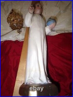 Antique Infant Of Prague 12 Jesus Statue Crown & Robes Catholic Religious