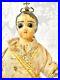 Antique-Infant-of-Prague-Religious-Statue-Doll-Silk-Gown-Wood-Glass-Eyes-Jesus-01-fwe