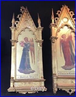 Antique Italian Gothic Altar Painting Icon After Fra Angelico A Pair