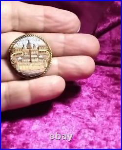 Antique Italian Micro Mosaic Brooch Vatican City St Peter's Square Rome