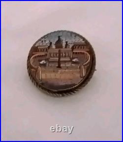 Antique Italian Micro Mosaic Brooch Vatican City St Peter's Square Rome