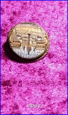 Antique Italian Micro Mosaic Brooch Vatican City St Peter's Square Rome