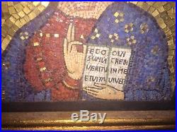 Antique Italian Micro Mosaic Plaque Vatican Studio Byzantine Religious Art Italy