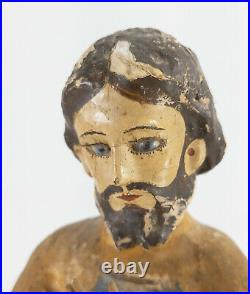 Antique Italian Neapolitan Religious Creche Figure Christ Jesus Glass Eyes