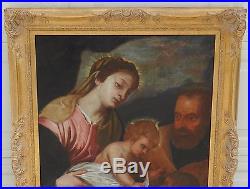 Antique Italian Old Master Painting Holy Family St John Baptist Mary 1600s