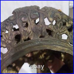 Antique Italian Statue Crown With Motifs, Gilt Metal-work Verdigris Religious